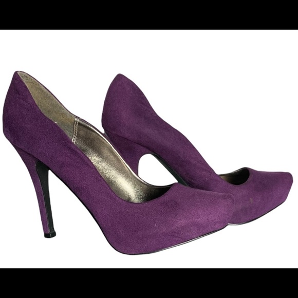 Wild Diva purple pointed toe stiletto heel shoes - Picture 2 of 12